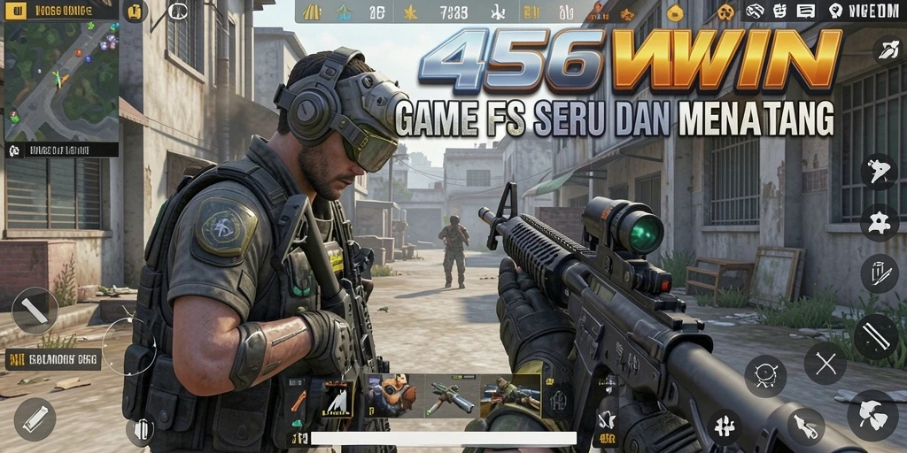 Tampilan gameplay menegangkan dari 456WIN dalam pertempuran FPS.