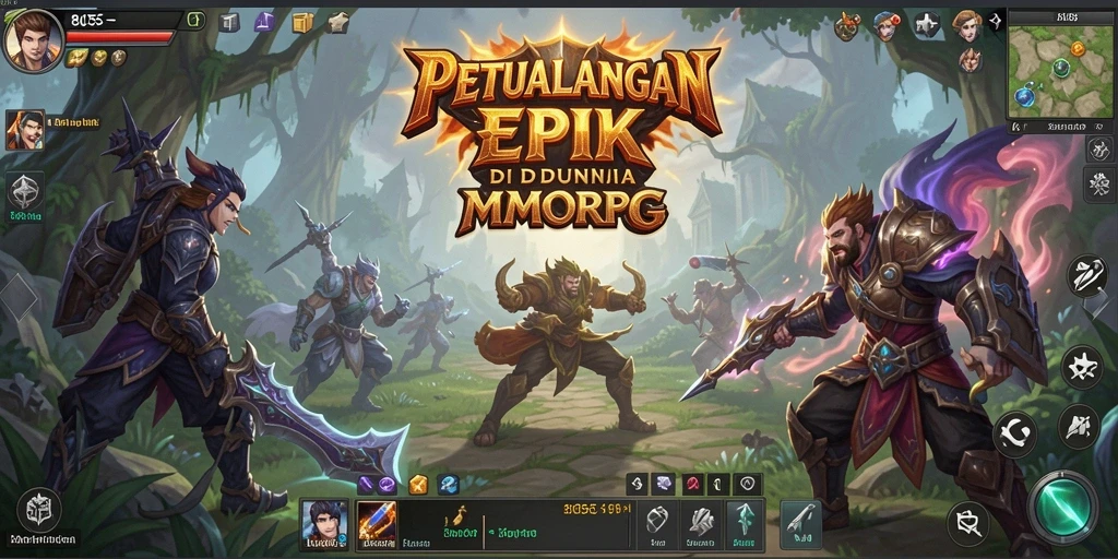 Screenshot menunjukkan pertarungan mendebarkan dalam game MMORPG.