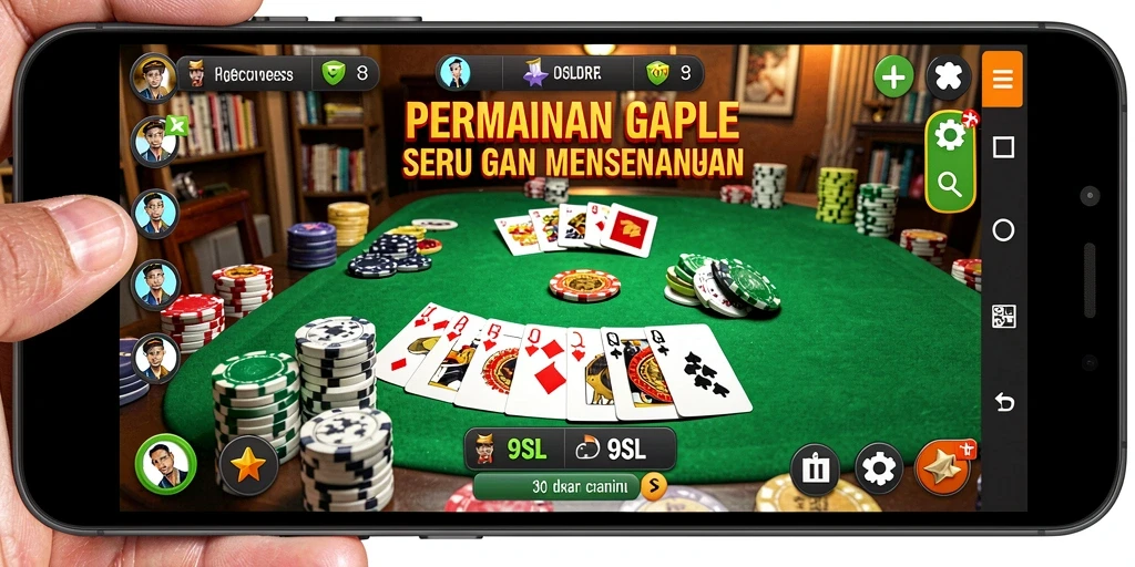 Tampilan seru gameplay Gaple di aplikasi 9SL.