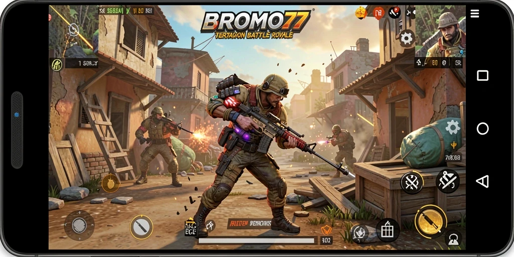 Gameplay seru BROMO77 dalam pertempuran Battle Royale yang mendebarkan.