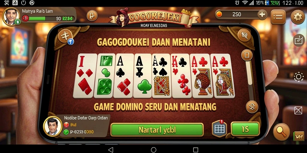 Screenshot gameplay GOGOREJEKI menampilkan suasana seru permainan Domino.