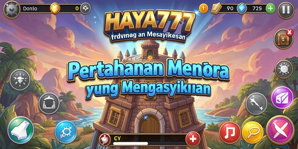 Tampilan gameplay HAYA777 yang penuh aksi dalam pertahanan menara.