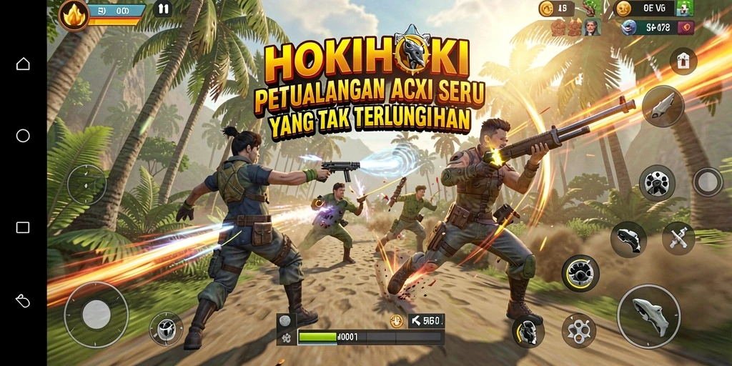 Tampilan gameplay seru HOKIHOKI dengan aksi mendebarkan.