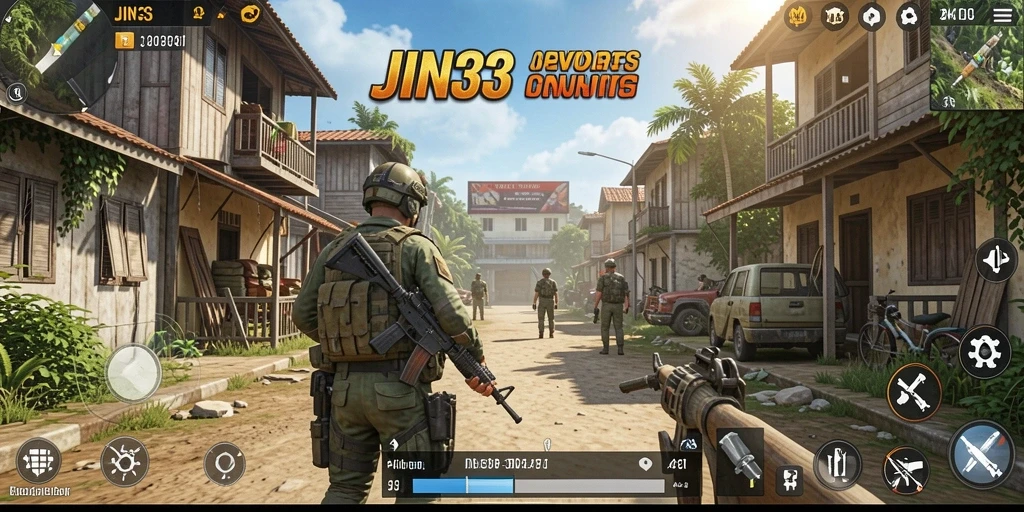 Tangkapan layar utama JIN33 dengan gameplay simulatif yang hidup.