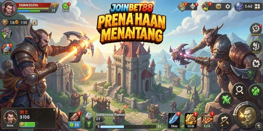 Gameplay seru di JOINBET88 memperlihatkan menara pertahanan yang beraksi.