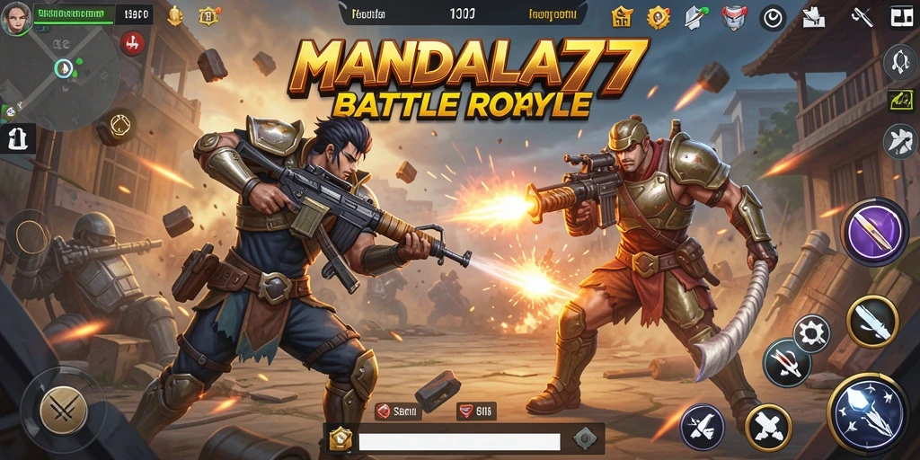 Tangkapan layar MANDALA77 menunjukkan aksi mendebarkan dalam arena Battle Royale.