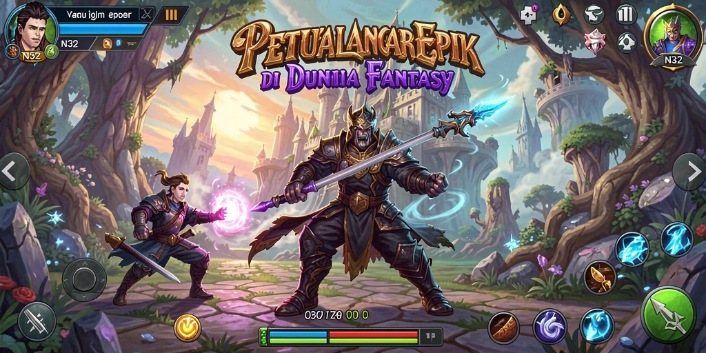 Tampilan gameplay N32 yang menakjubkan dalam petualangan RPG.