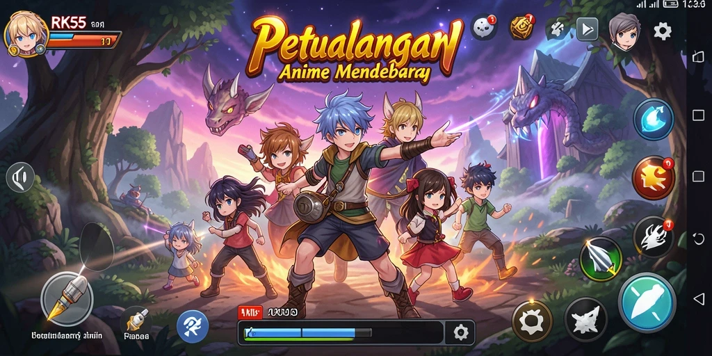 Tampilan gameplay dari RK55 memperlihatkan aksi bertarung yang seru.